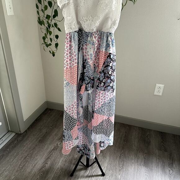 Speechless Kids Patchwork Tiered Dress Size 16 Boho Lace Ruffle Summer Spring - Picture 5 of 9